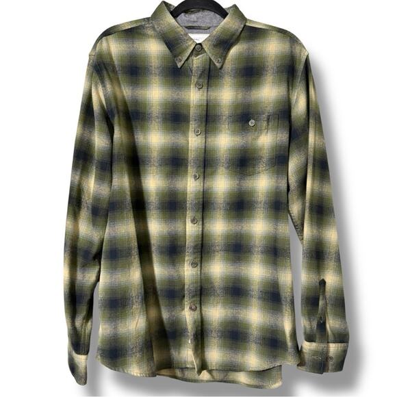 Original Weatherproof Vintage men's large plaid flannel green & grey button down - Picture 1 of 12
